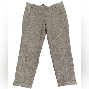 J.CREW Women's Slim Gray Herringbone Wool Tweed Straight Ankle Trousers Size 8